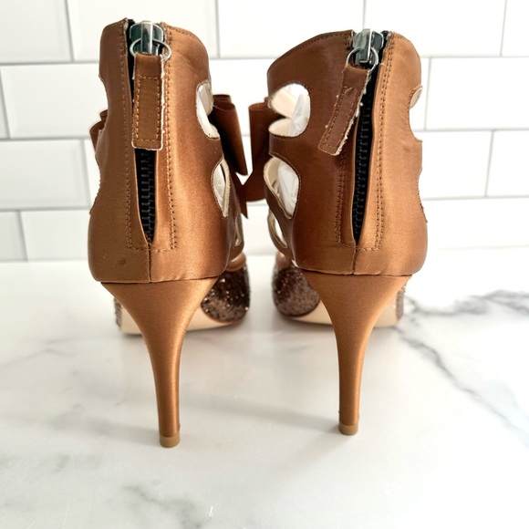 NWOT Boden Glitzy Bronze Satin Party Heels - Picture 7 of 9